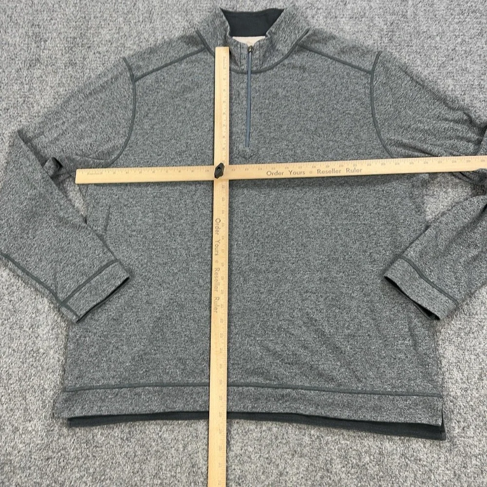 Tommy Bahama Sweater Mens XL Gray 1/4 Zip Mock Neck Reversible Knit Pullover